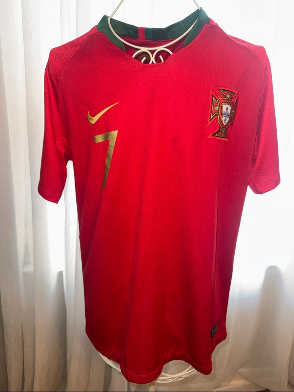 Nike Portugal Red and Gold Soccer Jersey #7 RONALDO EUC - Like new!
